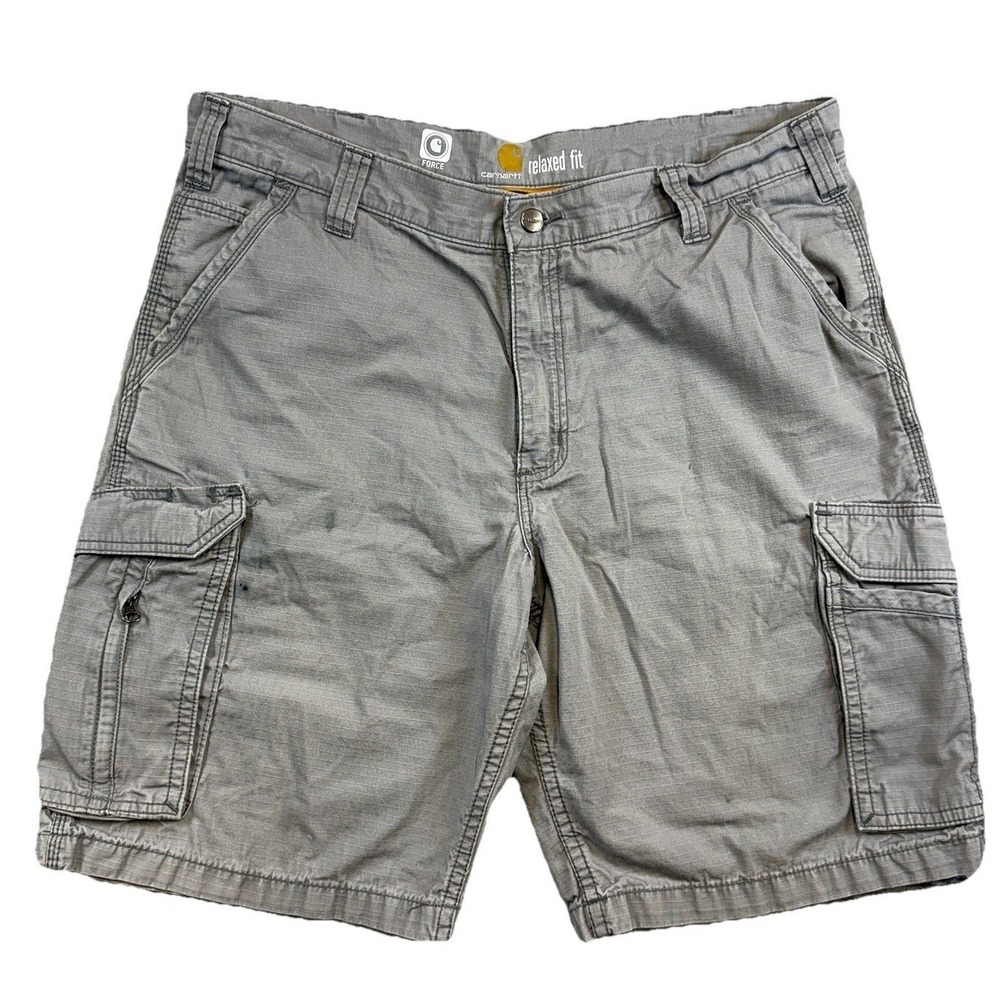Carhartt‎ Cargo Shorts Mens 38 Gray Force Relaxed Fit Work Ripstop Workwear